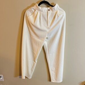 Cream Pleated Trousers